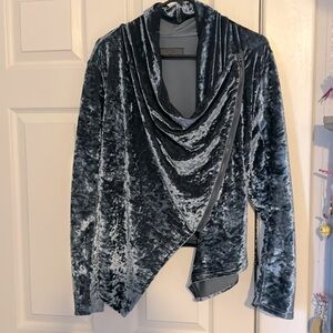 Blank NYC blue velvet zip jacket size M